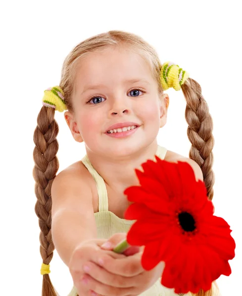 Dítě dává květ. — Stock fotografie