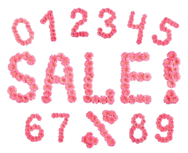 Sale and numbers's set of flowers. — Stock Photo, Image