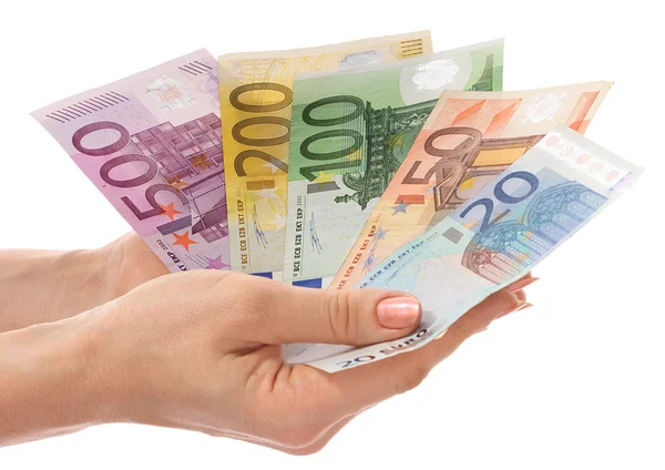 Euro peníze v ruce. — Stock fotografie