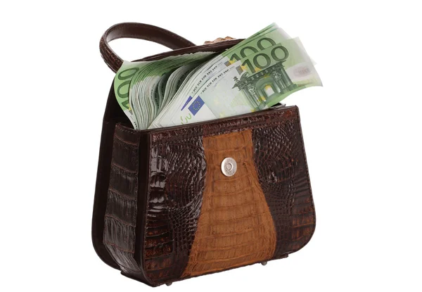 Bolsa de mão e euro . — Fotografia de Stock