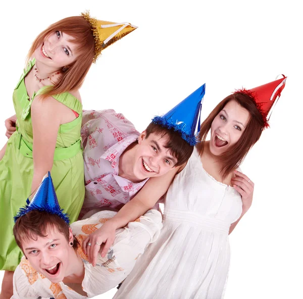 Skupina teenagerů slaví narozeniny. Stock Obrázky