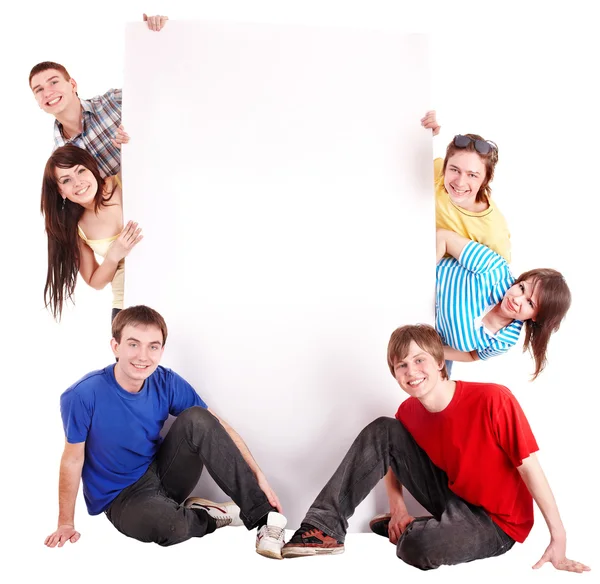 Group of happy with banner. Royalty Free Stock Photos
