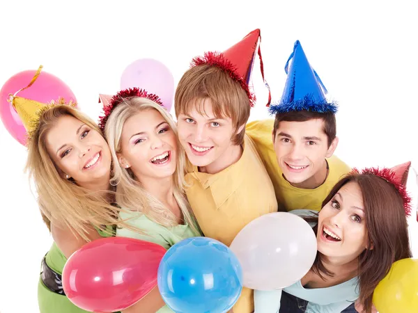 Group of young in party hat. Stock Picture
