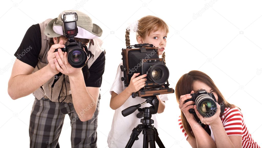 Photographer with his family taking picture.