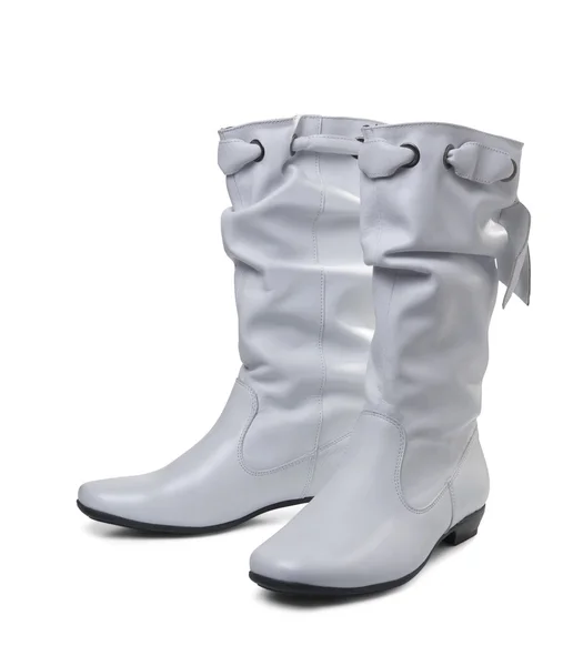 Białe skórzane buty — Zdjęcie stockowe