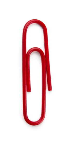 Red Paper Clip Isolated White — Stock Photo, Image