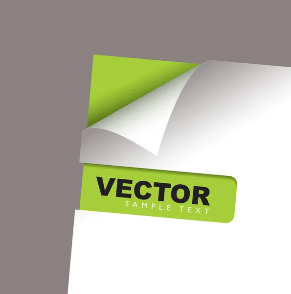 Paper corner slot green peel — Stock Vector