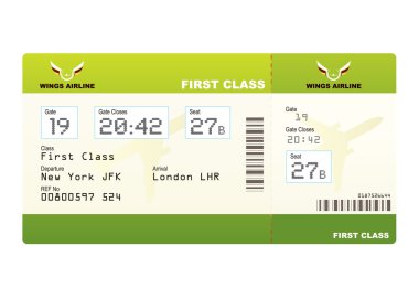 Birinci sınıf yeşil uçak bileti