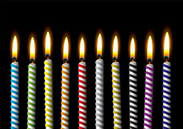 生日蜡烛条纹派 — 图库矢量图片