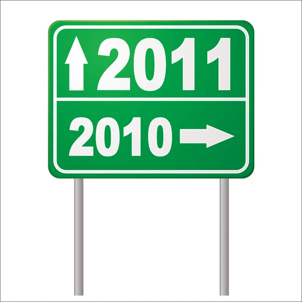 Ano Novo Sinal Estrada Para 2011 Com Seta Metais Post —  Vetores de Stock