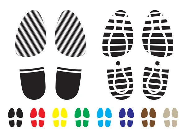 Patrón Impresión Del Zapato Con Contorno Muestras Plantilla — Vector de stock
