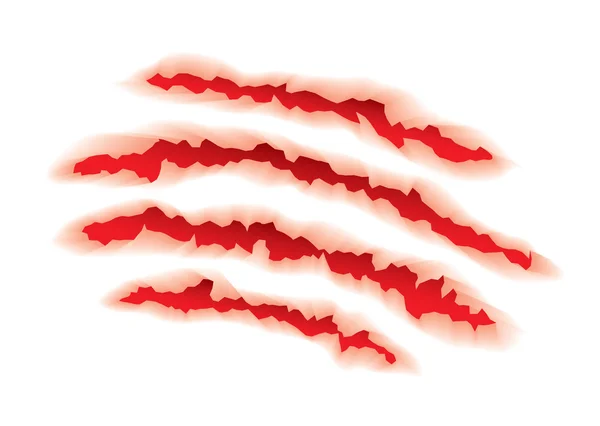 白色背景 红色撕裂的动物爪元素 — 图库矢量图片