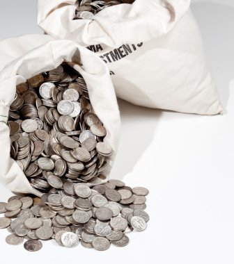 Bag of silver coins clipart