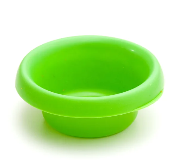 Πράσινη Χρωματισμένα Πλαστικά Κατοικίδιο Ζώο Μπόλ Λίγα Υπολείμματα Τροφίμων Αλλά — Φωτογραφία Αρχείου