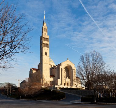 Basilica of the National Shrine of the Immaculate Conception in Washington DC on a clear winter day clipart