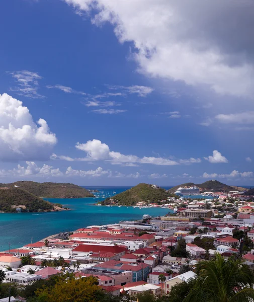 Town of Charlotte Amalie and Harbor Stock Image