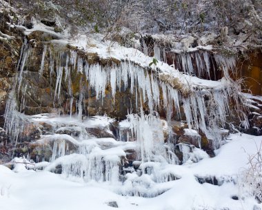 Weeping wall in Smoky Mountains covered in ice clipart