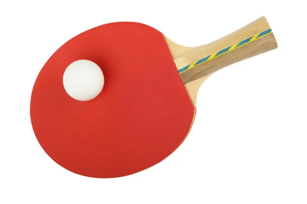 Bola de ténis de mesa e raquete — Fotografia de Stock