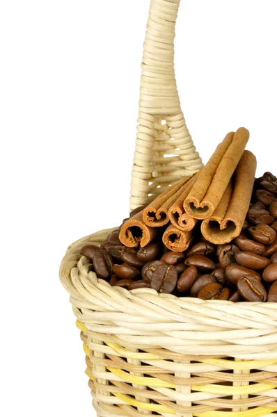 Kahve Çekirdekleri Baharat Sepet — Stok fotoğraf