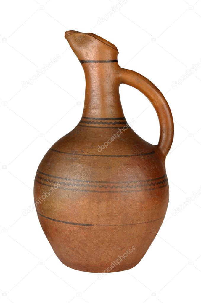 Georgian antique jug wine , on a white background.
