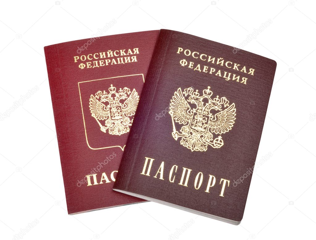 Russian passports isolated on the white background