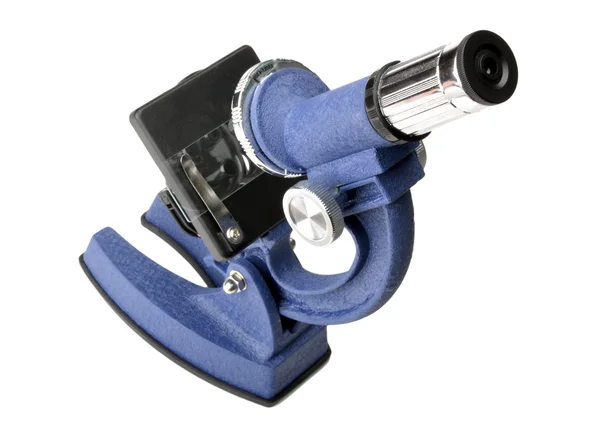 Microscópio Acadêmico Isolado Fundo Branco — Fotografia de Stock