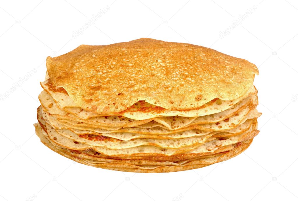 Pancakes on a white