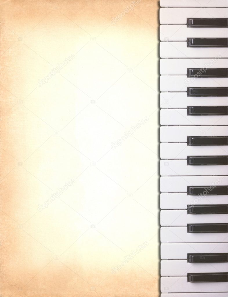 Piano keys on old paper