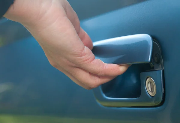 stock image Male hand opening car door