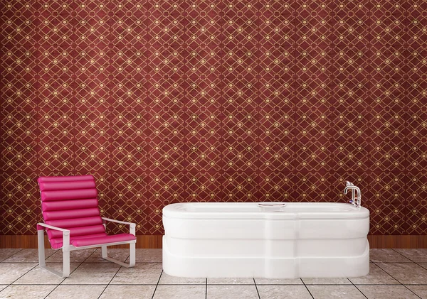 Cadeira roxa no banheiro — Fotografia de Stock
