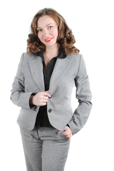 Happy Successful Business Woman Isolated White Background — Stock Photo, Image