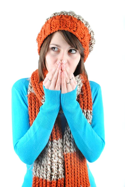 Mujer estornuda — Foto de Stock
