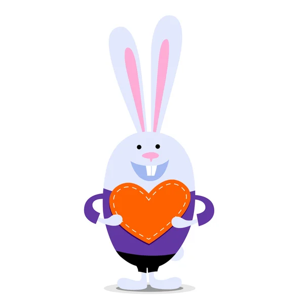 Glückliches Kaninchen Mit Großem Herzen — Stockvektor