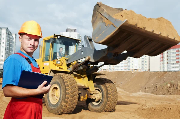Smiling Builder inspector at construction area — Stok fotoğraf