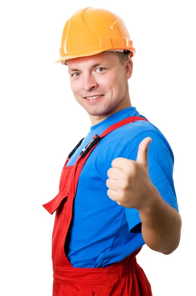 Smiley builder arbetare isolerade — Stockfoto