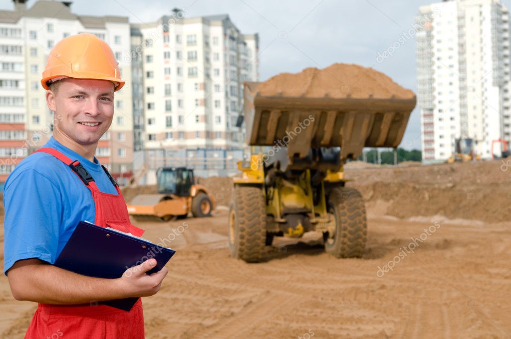Builder inspector at construction area