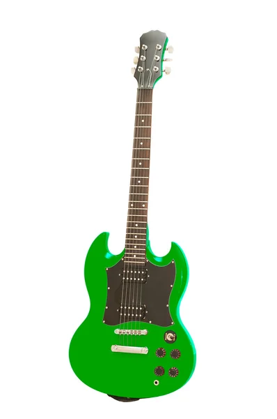 stock image Green guitar on the white background