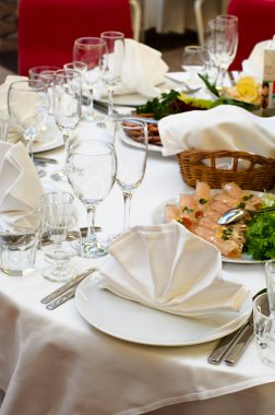 Formal dinner service as at a wedding, banquet clipart