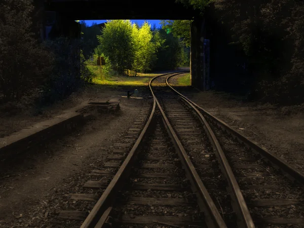 Bahngleise Die Nach Und Nach Hinter Bunten Kurven Verschwinden — Stockfoto