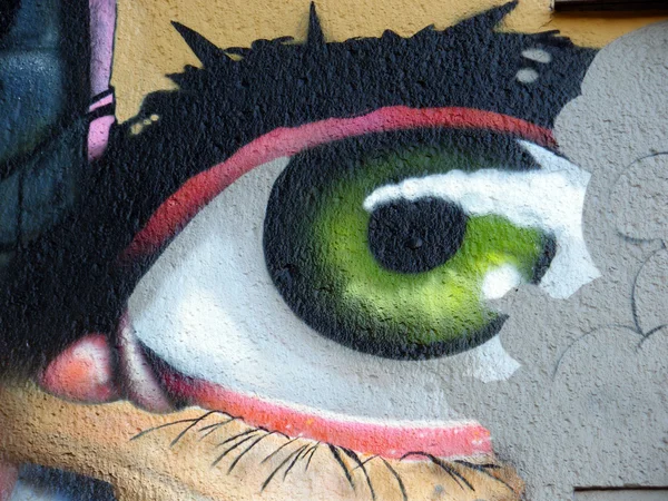 Green eye graffiti — Stock Photo, Image