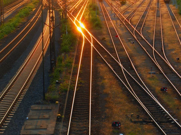 Vista Ferrovia Noite — Fotografia de Stock