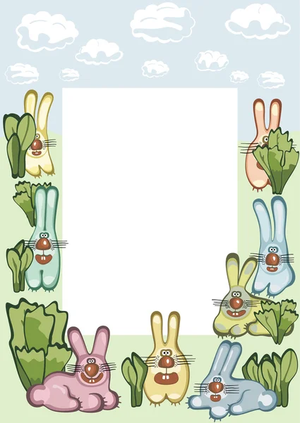 Photo Message Frame Hares Vector Illustration — Stock Vector