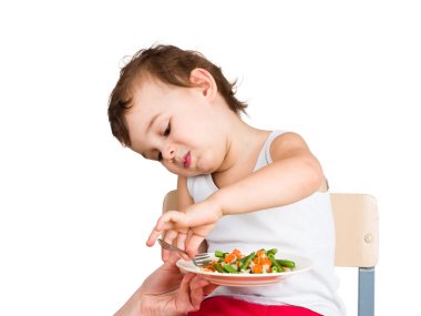 Kid does not want to eat clipart