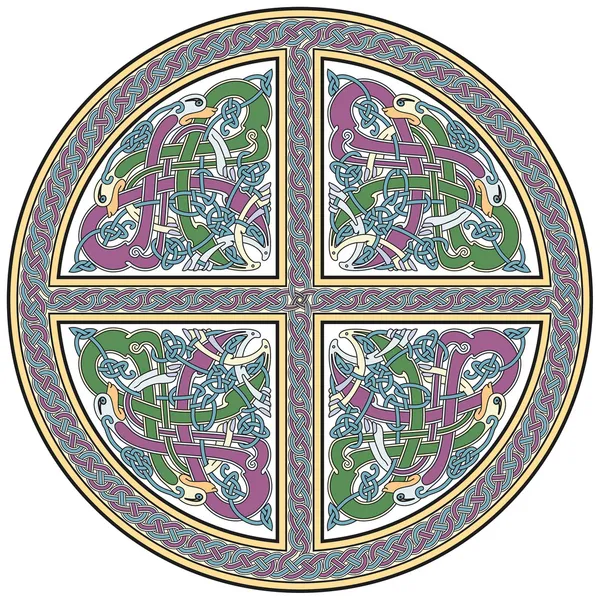 Prvek návrhu podrobné keltský kříž s ptáky — Stockový vektor