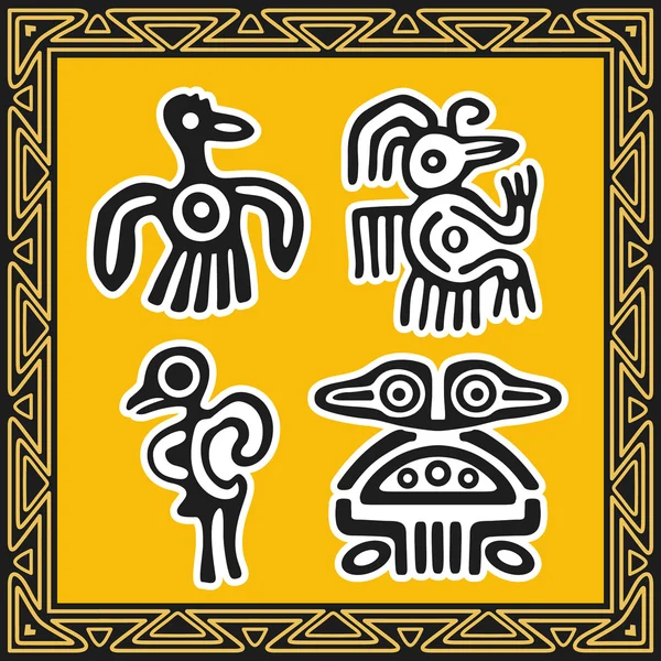 古代アメリカインディアン パターンのセットです。鳥. — ストックベクタ