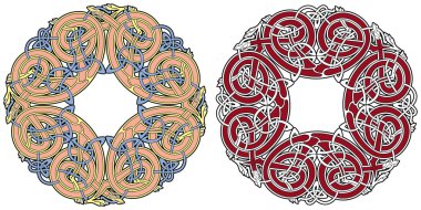 Detailed celtic design element with birds and animals