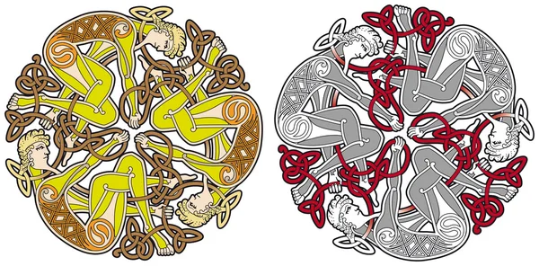 Elemento di design celtico dettagliato con umano — Vettoriale Stock