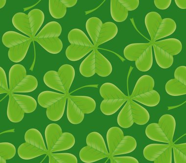 Saint Patrick'ın gün kesintisiz trefoil shamrock doku yeşil zemin üzerine