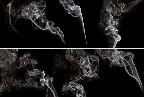 stock image Set of smoke on black background