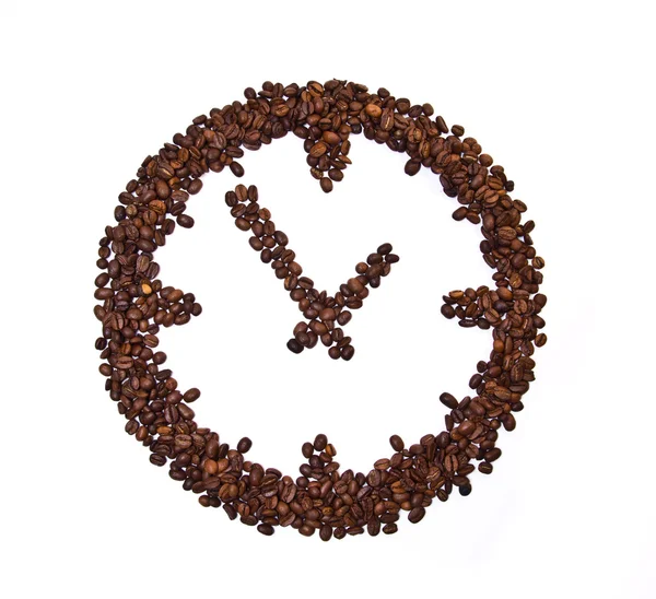 Kaffeebohnen zur Uhrzeit konventionalisiert — Stockfoto